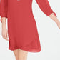 Vestido feminino com mangas amarradas e colar, tamanho pequeno, vermelho, médio, da coleção JM