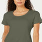 Blusa feminina Karen Scott de manga curta e decote redondo, verde, tamanho GG