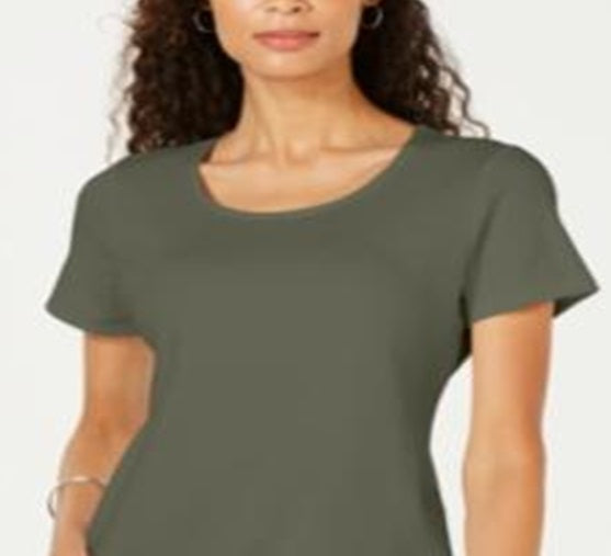 Blusa feminina Karen Scott de manga curta e decote redondo, verde, tamanho GG
