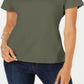 Blusa feminina Karen Scott de manga curta e decote redondo, verde, tamanho GG