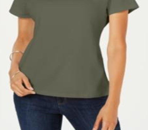 Blusa feminina Karen Scott de manga curta e decote redondo, verde, tamanho GG