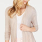 Cardigan feminino de malha texturizada aberto, tamanho grande, marrom, Charter Club