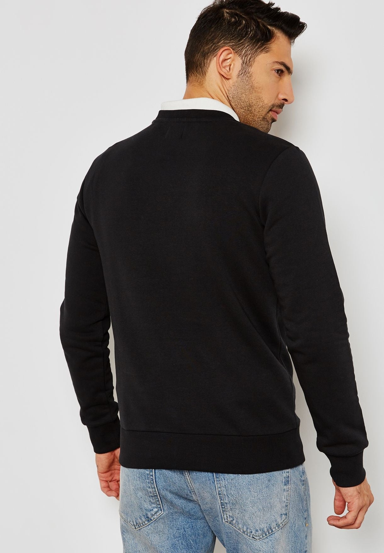 Jack &amp; Jones Moletom masculino com gola redonda, preto, tamanho extragrande
