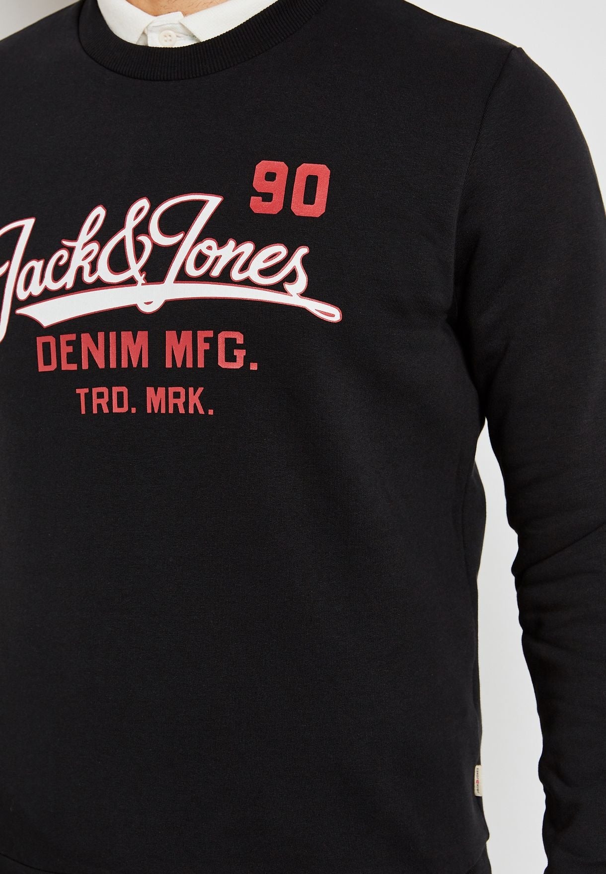 Jack &amp; Jones Moletom masculino com gola redonda, preto, tamanho extragrande