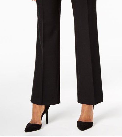 Calça feminina JM Collection Petite com aba estendida, preta, tamanho 20X4