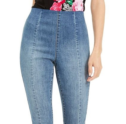 Calça jeans skinny cropped feminina INC Iternational Concepts, cintura alta, azul, tamanho 14