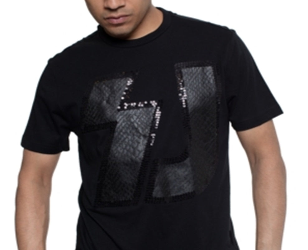 Camiseta masculina Sean John com estampa de pele de cobra sintética - Preto azeviche, tamanho 2XLRG