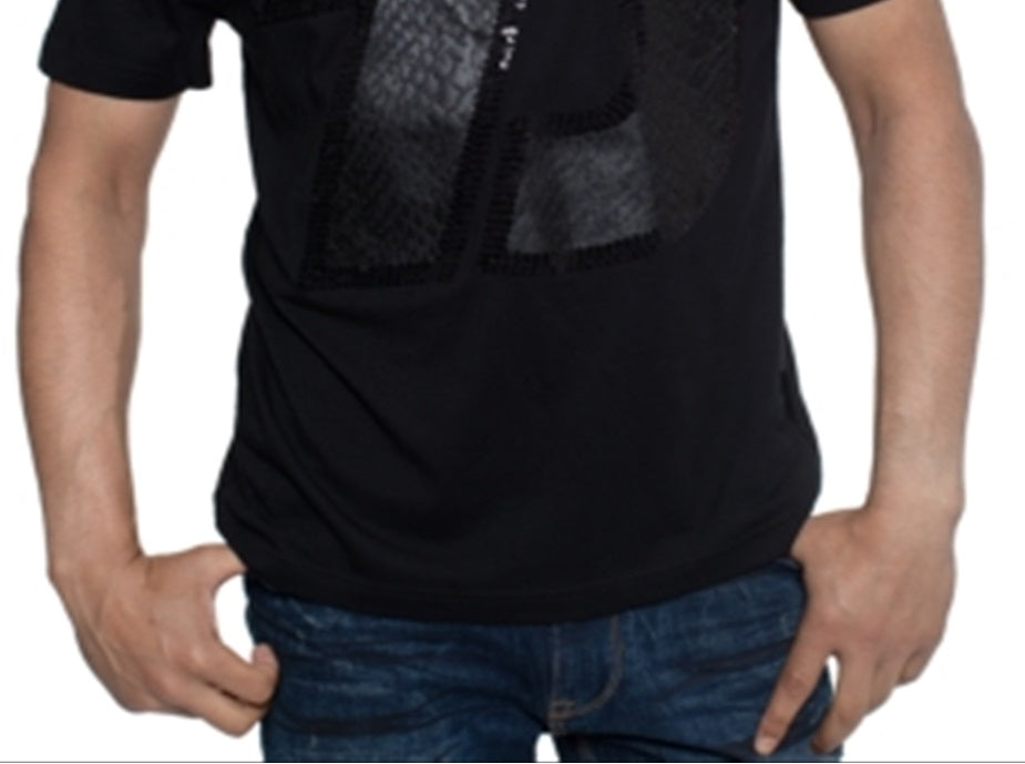Camiseta masculina Sean John com estampa de pele de cobra sintética - Preto azeviche, tamanho 2XLRG
