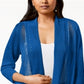 Cardigan Alfani Feminino com Pontos Mistos e Frente Aberta Azul Tamanho Pequeno
