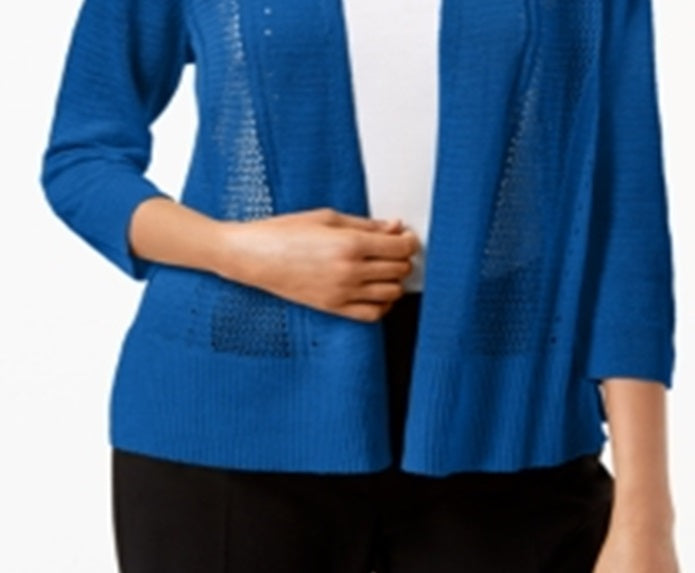 Cardigan Alfani Feminino com Pontos Mistos e Frente Aberta Azul Tamanho Pequeno