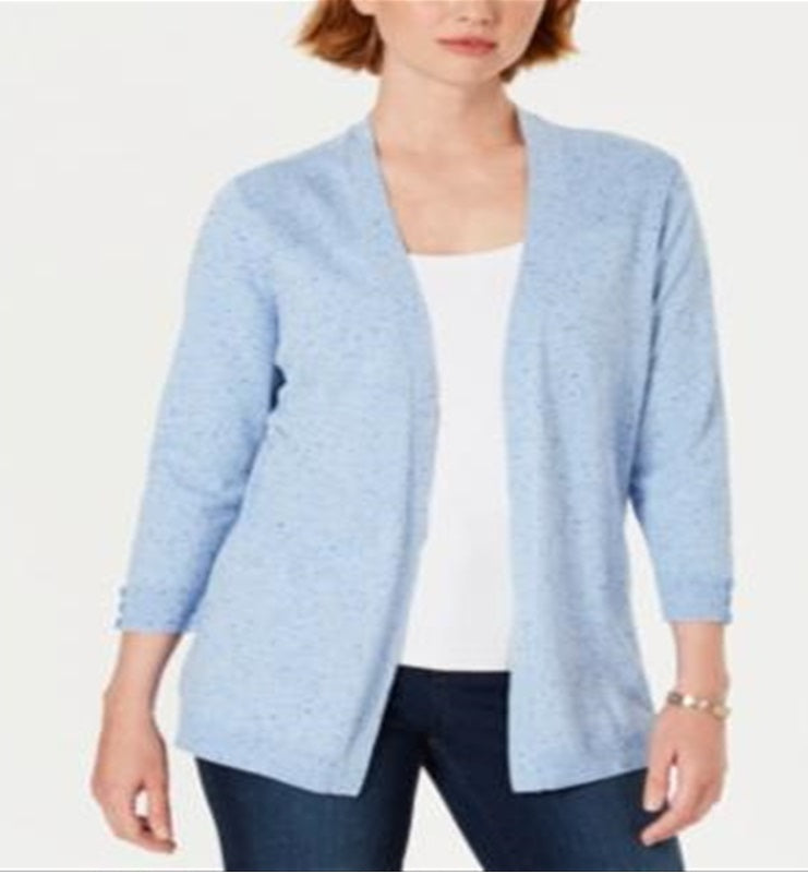 Karen Scott Cardigan Feminino com Canelado Azul Tamanho M