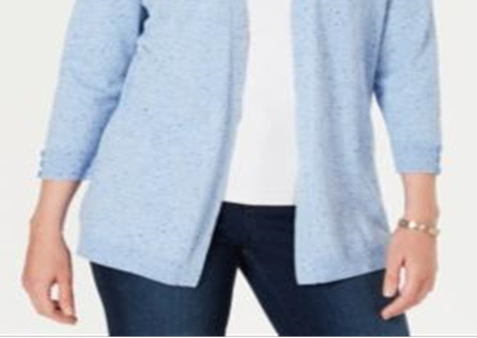 Karen Scott Cardigan Feminino com Canelado Azul Tamanho M