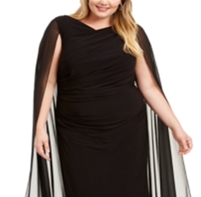 Vestido de capa de chiffon feminino Betsy &amp; Adam, preto, tamanho 22W