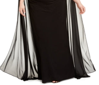 Vestido de capa de chiffon feminino Betsy &amp; Adam, preto, tamanho 22W