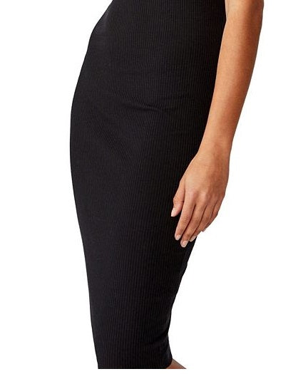 Vestido midi canelado com decote alto e costas nuas Cotton on para mulheres, preto, tamanho GG