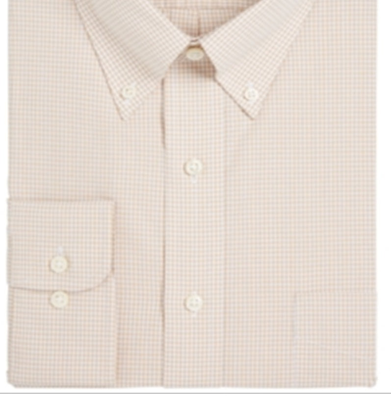 Camisa social masculina Club Room Regular Fit Mini Gingham Marrom Tamanho 34-35