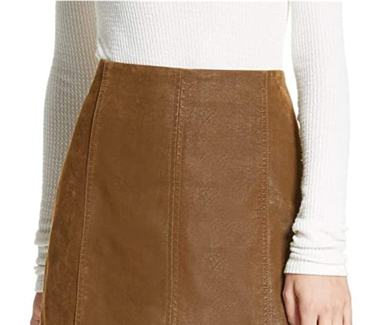 Minissaia vegana feminina Free People, marrom, tamanho 10