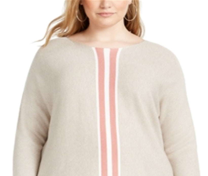 Suéter listrado feminino plus size varsity da INC Iternational Concepts, rosa, tamanho 1X