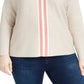 Suéter listrado feminino plus size varsity da INC Iternational Concepts, rosa, tamanho 1X