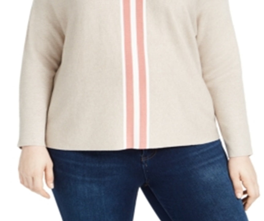 Suéter listrado feminino plus size varsity da INC Iternational Concepts, rosa, tamanho 1X