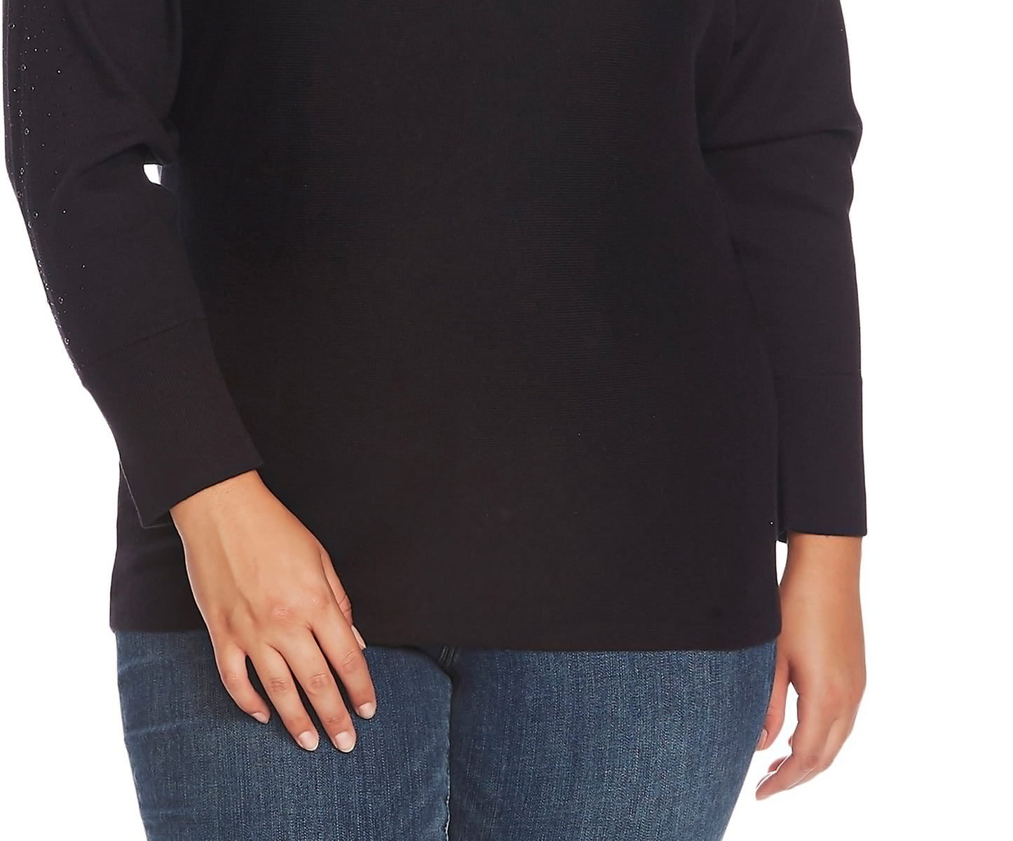 Suéter Vince Camuto Feminino Plus com Mangas Compridas e Detalhes Preto Tamanho 1X