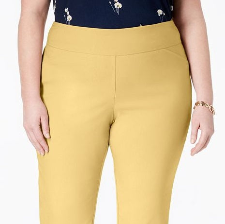 Calça feminina Charter Club Plus Cambridge Tummy Control, amarela, tamanho 18W