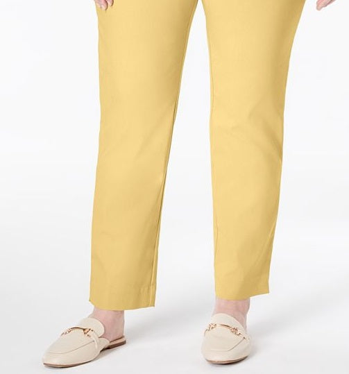 Calça feminina Charter Club Plus Cambridge Tummy Control, amarela, tamanho 18W