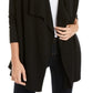 Suéter feminino canelado aconchegante com frente aberta da INC Iternational Concepts, preto, tamanho X-S