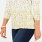 Charter Club Blusa feminina com estampa floral e decote canoa, branca, tamanho grande