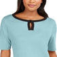 Karen Scott Blusa Feminina Manga Curta com Acabamento Contrastado Azul Tamanho P
