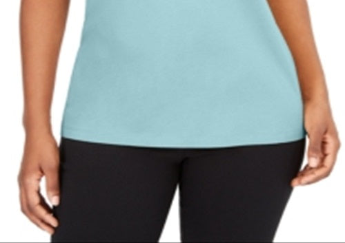 Karen Scott Blusa Feminina Manga Curta com Acabamento Contrastado Azul Tamanho P