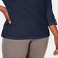 Karen Scott Top Feminino de Algodão com Ilhós Azul Tamanho Médio