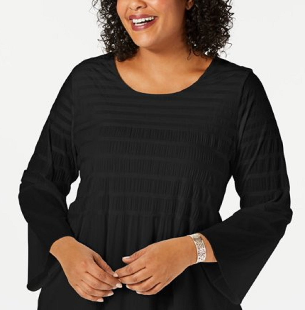 Blusa listrada Alfani feminina preta tamanho 2X