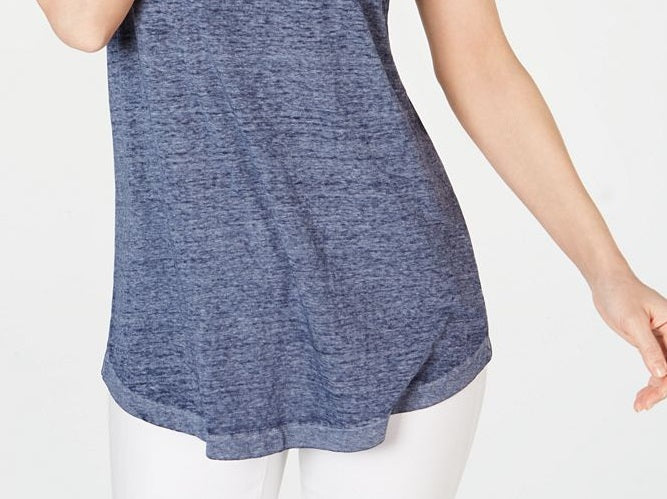 Blusa feminina estilo &amp; co com bolso no peito, azul, tamanho XS