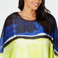 Blusa feminina Alfani com bolhas coloridas, branca, tamanho pequeno G