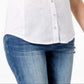 Blusa feminina com botões e painel de linho INC International Concepts, branca, tamanho pequeno G
