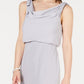 Vestido longo feminino Adrianna Papell, cor sólida, cinza, tamanho 10