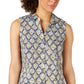 Camisa feminina sem mangas Charter Club com botões, amarela, tamanho 14, pequena