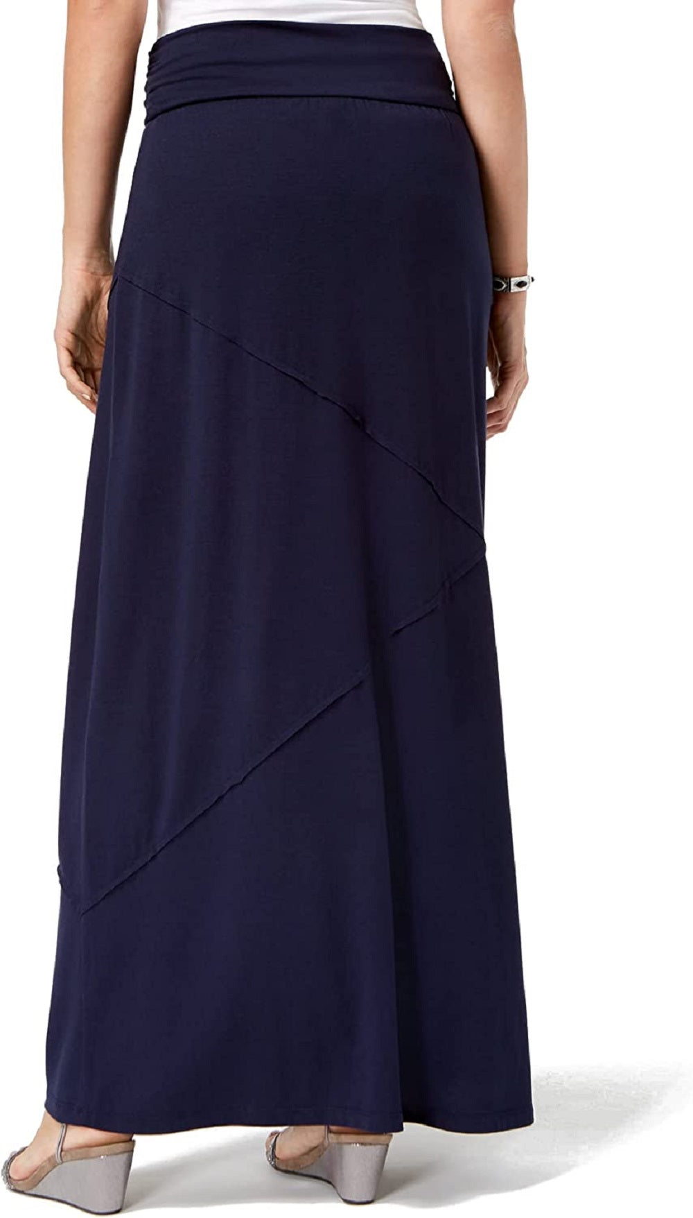 Saia feminina Style &amp; Co Petite Maxi com costura exposta azul tamanho Petite X-Large