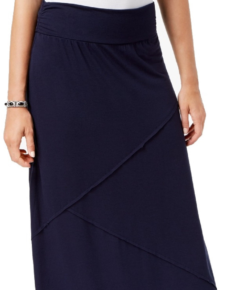 Saia feminina Style &amp; Co Petite Maxi com costura exposta azul tamanho Petite X-Large
