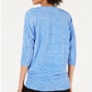 JM Collection Blusa feminina com manga dolman texturizada e colar azul tamanho pequeno
