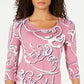 Camiseta estampada feminina JM Collection rosa tamanho X-S