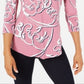 Camiseta estampada feminina JM Collection rosa tamanho X-S