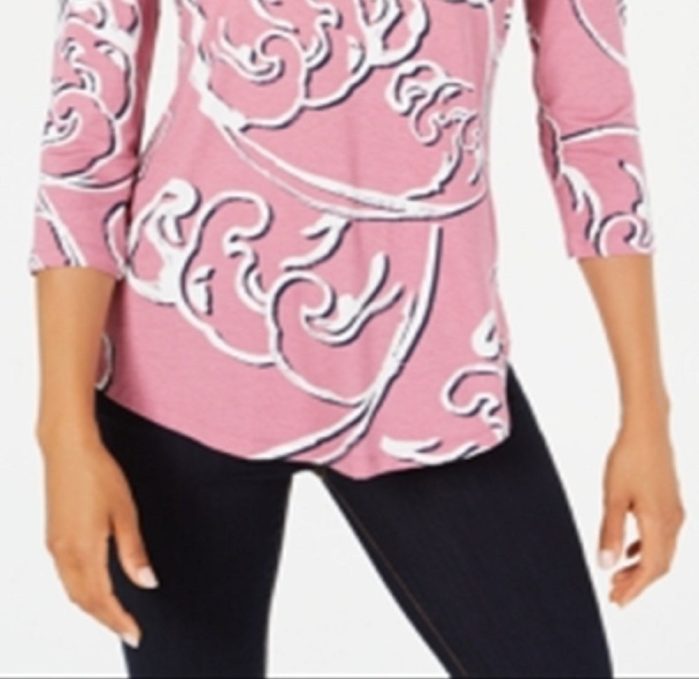 Camiseta estampada feminina JM Collection rosa tamanho X-S