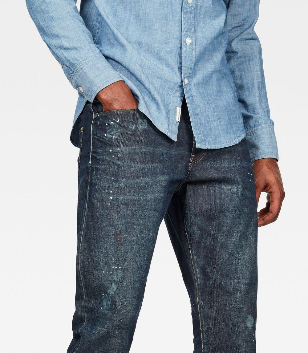 Calça jeans masculina G-star Raw Morry 3D Relaxed Tapered Fit Selvedge Azul Tamanho 28X32