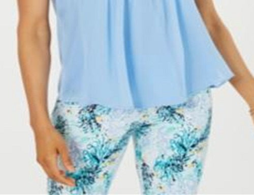 Blusa feminina sem mangas Charter Club, azul, tamanho grande