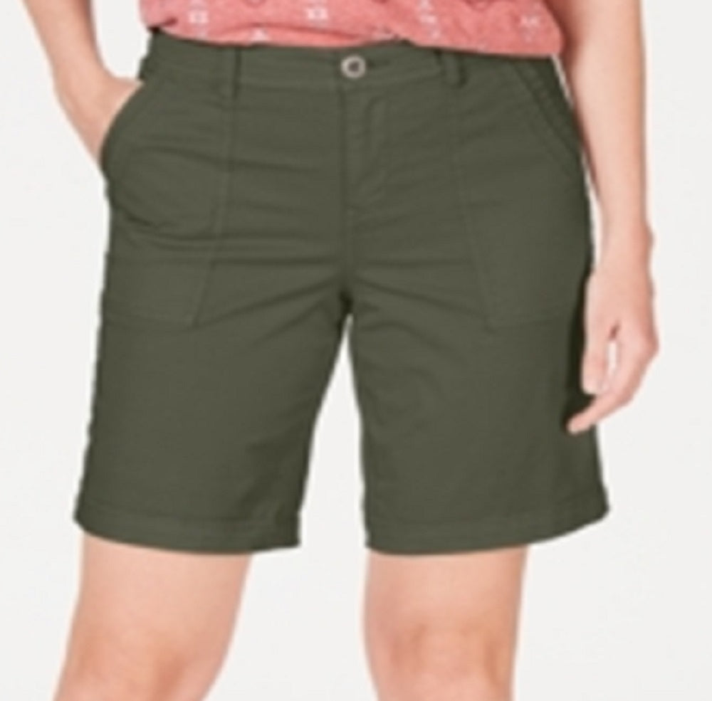 Shorts femininos com bolso duplo e punho, estilo &amp; co, verde, tamanho 16