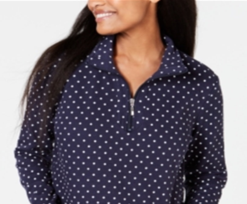 Karen Scott Camiseta Esportiva Feminina Estampada com Zíper Azul Tamanho M