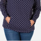 Karen Scott Camiseta Esportiva Feminina Estampada com Zíper Azul Tamanho M