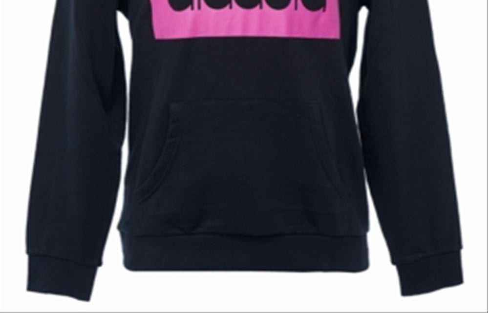 Diadora Moletom com capuz masculino com logotipo bloqueado, preto, tamanho pequeno